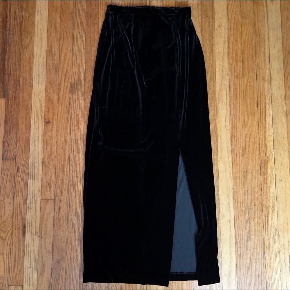 Vintage Velvet Maxi Skirt Black Witchy Dark Academia Gothic Y2K Size 6